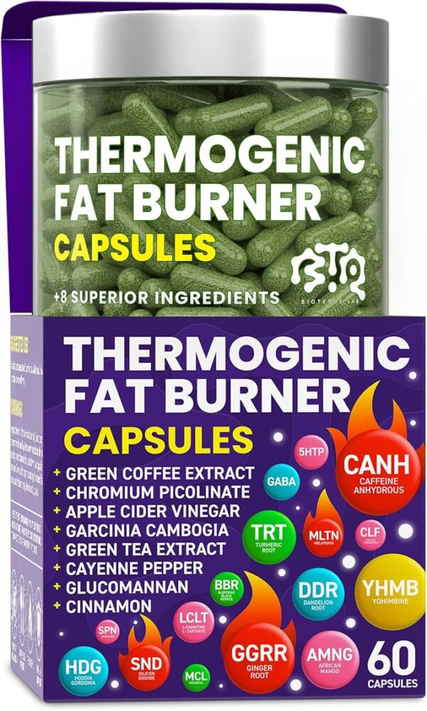 Thermogenic Fat Burner Capsules - Weight Loss Pills for Women & Men