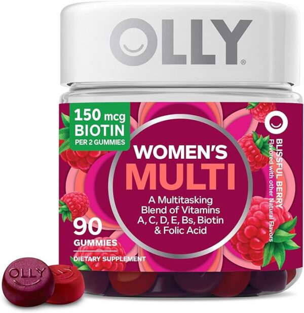 OLLY Women's Multivitamin Gummy, Vitamins A, D, C, E, Biotin, Folic Acid